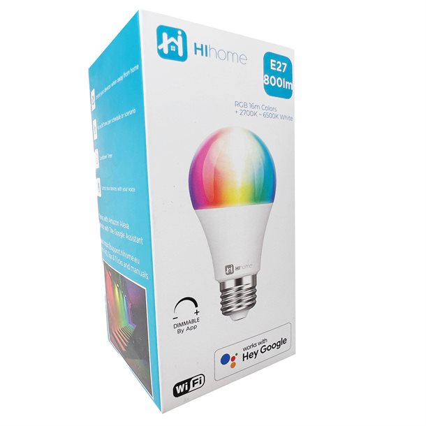 Smart LED WiFi pære Gen.2 RGB 16M farver + Varm hvid 2700K til Cool Hvid 6500K E27 WAL-RGBCCT27
